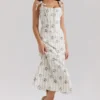 Dionne Cremefarbenes Midi-Kleid aus Stretch-Baumwolle mit Gänseblümchen-Print Dionne Cremefarbenes Midi-Kleid aus Stretch-Baumwolle mit Gänseblümchen-Print
