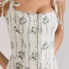 Dionne Cremefarbenes Midi-Kleid aus Stretch-Baumwolle mit Gänseblümchen-Print Dionne Cremefarbenes Midi-Kleid aus Stretch-Baumwolle mit Gänseblümchen-Print