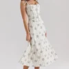 Dionne Cremefarbenes Midi-Kleid aus Stretch-Baumwolle mit Gänseblümchen-Print Dionne Cremefarbenes Midi-Kleid aus Stretch-Baumwolle mit Gänseblümchen-Print