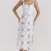 Dionne Off-White-Midi-Kleid aus Baumwolle mit Blumenprint Dionne Off-White-Midi-Kleid aus Baumwolle mit Blumenprint