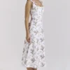 Dionne Off-White-Midi-Kleid aus Baumwolle mit Blumenprint Dionne Off-White-Midi-Kleid aus Baumwolle mit Blumenprint