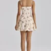 Dolly Elfenbeinfarbenes Vintage-Mini-Sommerkleid aus Baumwolle mit Rosenprint Dolly Elfenbeinfarbenes Vintage-Mini-Sommerkleid aus Baumwolle mit Rosenprint