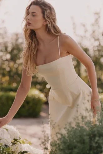 Dolly Lemon Stretch-Baumwolle A-Linie Midi-Sommerkleid