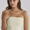 Dolly Matcha-Grünes Baumwoll-Midi-Sommerkleid mit ausgestelltem Rock Dolly Matcha-Grünes Baumwoll-Midi-Sommerkleid mit ausgestelltem Rock