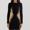 Domenica Mini-Kleid mit schwarz-goldenem Folienprint Domenica Mini-Kleid mit schwarz-goldenem Folienprint