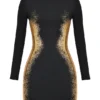 Domenica Mini-Kleid mit schwarz-goldenem Folienprint Domenica Mini-Kleid mit schwarz-goldenem Folienprint