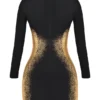 Domenica Mini-Kleid mit schwarz-goldenem Folienprint Domenica Mini-Kleid mit schwarz-goldenem Folienprint