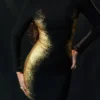 Domenica Mini-Kleid mit schwarz-goldenem Folienprint Domenica Mini-Kleid mit schwarz-goldenem Folienprint