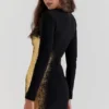 Domenica Mini-Kleid mit schwarz-goldenem Folienprint Domenica Mini-Kleid mit schwarz-goldenem Folienprint
