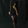 Domenica Mini-Kleid mit schwarz-goldenem Folienprint Domenica Mini-Kleid mit schwarz-goldenem Folienprint