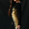 Domenica Mini-Kleid mit schwarz-goldenem Folienprint Domenica Mini-Kleid mit schwarz-goldenem Folienprint