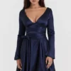 Dominique Navy Plunge-Minikleid