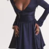 Dominique Navy Plunge-Minikleid