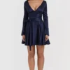 Dominique Navy Plunge-Minikleid