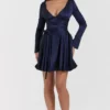 Dominique Navy Plunge-Minikleid