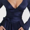 Dominique Navy Plunge-Minikleid