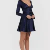 Dominique Navy Plunge-Minikleid