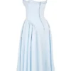Dorothy Midi-Sommerkleid aus italienischer azurblauer Baumwolle Dorothy Midi-Sommerkleid aus italienischer azurblauer Baumwolle