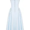 Dorothy Midi-Sommerkleid aus italienischer azurblauer Baumwolle Dorothy Midi-Sommerkleid aus italienischer azurblauer Baumwolle