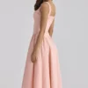 Dorothy Midi-Sommerkleid aus pfirsichfarbener Baumwolle Dorothy Midi-Sommerkleid aus pfirsichfarbener Baumwolle