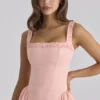 Dorothy Midi-Sommerkleid aus pfirsichfarbener Baumwolle Dorothy Midi-Sommerkleid aus pfirsichfarbener Baumwolle
