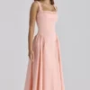 Dorothy Midi-Sommerkleid aus pfirsichfarbener Baumwolle Dorothy Midi-Sommerkleid aus pfirsichfarbener Baumwolle