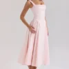 Dorothy – Midi-Sommerkleid aus rosa Stretch-Baumwolle Dorothy – Midi-Sommerkleid aus rosa Stretch-Baumwolle