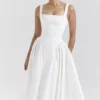 Dorothy – Weißes Midi-Sommerkleid aus Baumwolle Dorothy – Weißes Midi-Sommerkleid aus Baumwolle