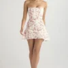 Drapiertes Korsetts-Kleid mit Jasmine-Rose-Print