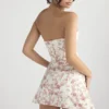 Drapiertes Korsetts-Kleid mit Jasmine-Rose-Print