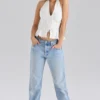 Elana Weißes Stretch-Baumwoll-Halter-Korsett-Oberteil Elana Weißes Stretch-Baumwoll-Halter-Korsett-Oberteil