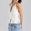 Elana Weißes Stretch-Baumwoll-Halter-Korsett-Oberteil Elana Weißes Stretch-Baumwoll-Halter-Korsett-Oberteil
