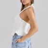 Elana Weißes Stretch-Baumwoll-Halter-Korsett-Oberteil Elana Weißes Stretch-Baumwoll-Halter-Korsett-Oberteil