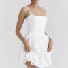 Elara Weißes Minikleid mit Broderie Anglais Elara Weißes Minikleid mit Broderie Anglais