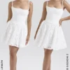 Elara Weißes Minikleid mit Broderie Anglais Elara Weißes Minikleid mit Broderie Anglais