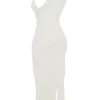 Eleanora – Elfenbeinfarbenes Maxikleid mit tiefem Ausschnitt