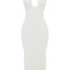 Eleanora – Elfenbeinfarbenes Maxikleid mit tiefem Ausschnitt