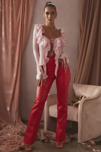 Elenaora Scarlet Vegan Leather Hose