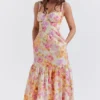 Elia Elfenbeinfarbenes Midi-Sommerkleid mit Blumenmuster Elia Elfenbeinfarbenes Midi-Sommerkleid mit Blumenmuster