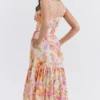 Elia Elfenbeinfarbenes Midi-Sommerkleid mit Blumenmuster Elia Elfenbeinfarbenes Midi-Sommerkleid mit Blumenmuster