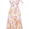 Elia Elfenbeinfarbenes Midi-Sommerkleid mit Blumenmuster Elia Elfenbeinfarbenes Midi-Sommerkleid mit Blumenmuster