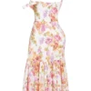 Elia Elfenbeinfarbenes Midi-Sommerkleid mit Blumenmuster Elia Elfenbeinfarbenes Midi-Sommerkleid mit Blumenmuster