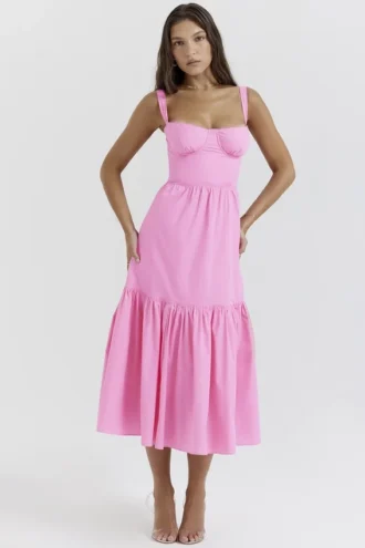 Elia Midi-Sommerkleid in French Pink