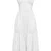 Elia Weißes Midi-Sommerkleid mit Broderie Anglaise Elia Weißes Midi-Sommerkleid mit Broderie Anglaise
