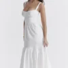 Elia Weißes Midi-Sommerkleid mit Broderie Anglaise Elia Weißes Midi-Sommerkleid mit Broderie Anglaise