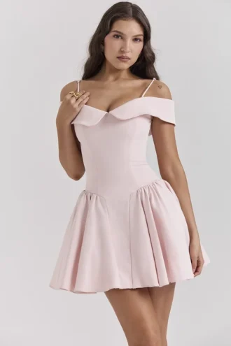 Elida Ballerina Pink Off-Shoulder-Minikleid