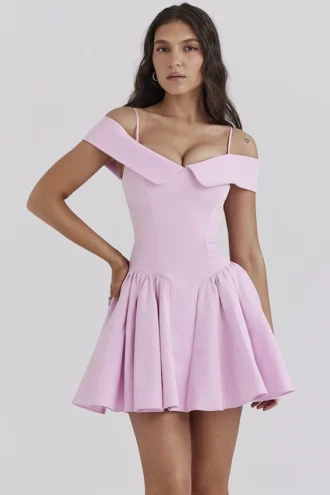 Elida Cotton Candy Twill schulterfreies Minikleid