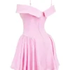 Elida Cotton Candy Twill schulterfreies Minikleid