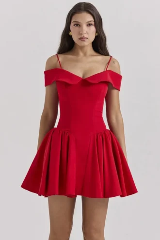 Elida Scarlet schulterfreies Minikleid