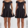 Elida Schwarzes schulterfreies Minikleid